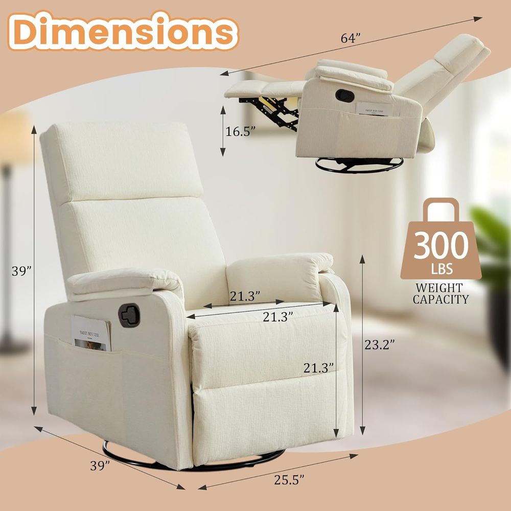 Modern Beige Chenille Swivel R - Rocking Chair Nursery recensione e prezzo