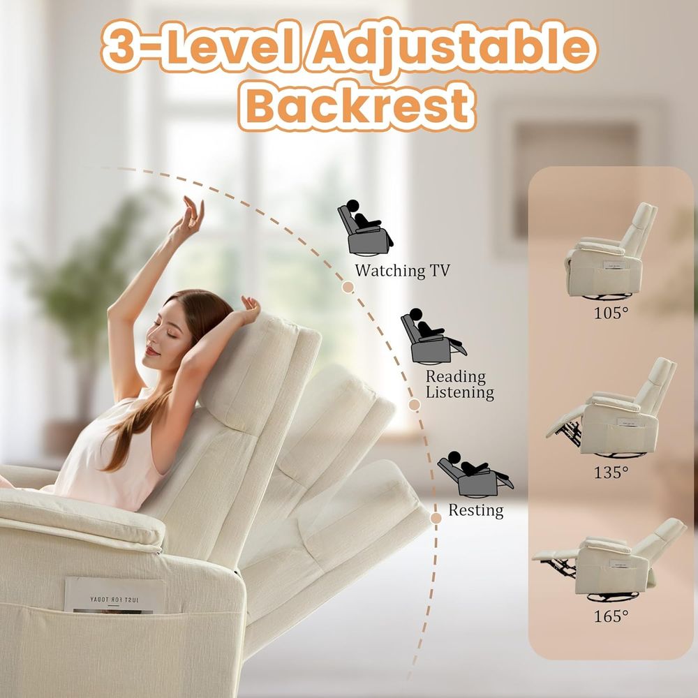 Modern Beige Chenille Swivel R - Rocking Chair Nursery recensione e prezzo