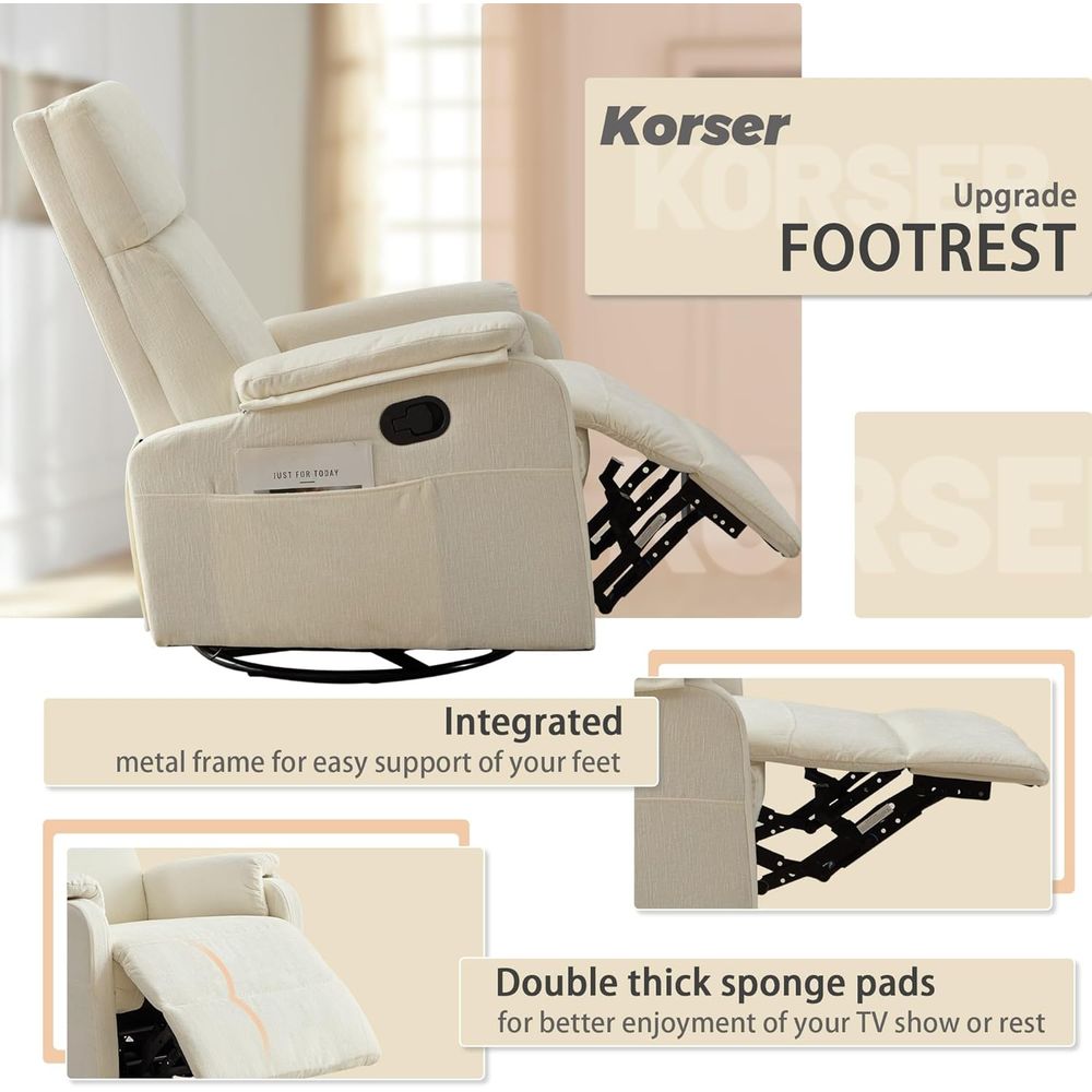 Modern Beige Chenille Swivel R - Rocking Chair Nursery recensione e prezzo