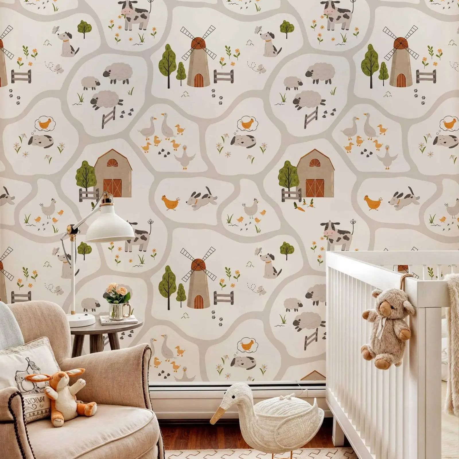 Cute Farm Animals Kids Wallpap - Baby Nursery Peel And Stick Wallpaper recensione e prezzo