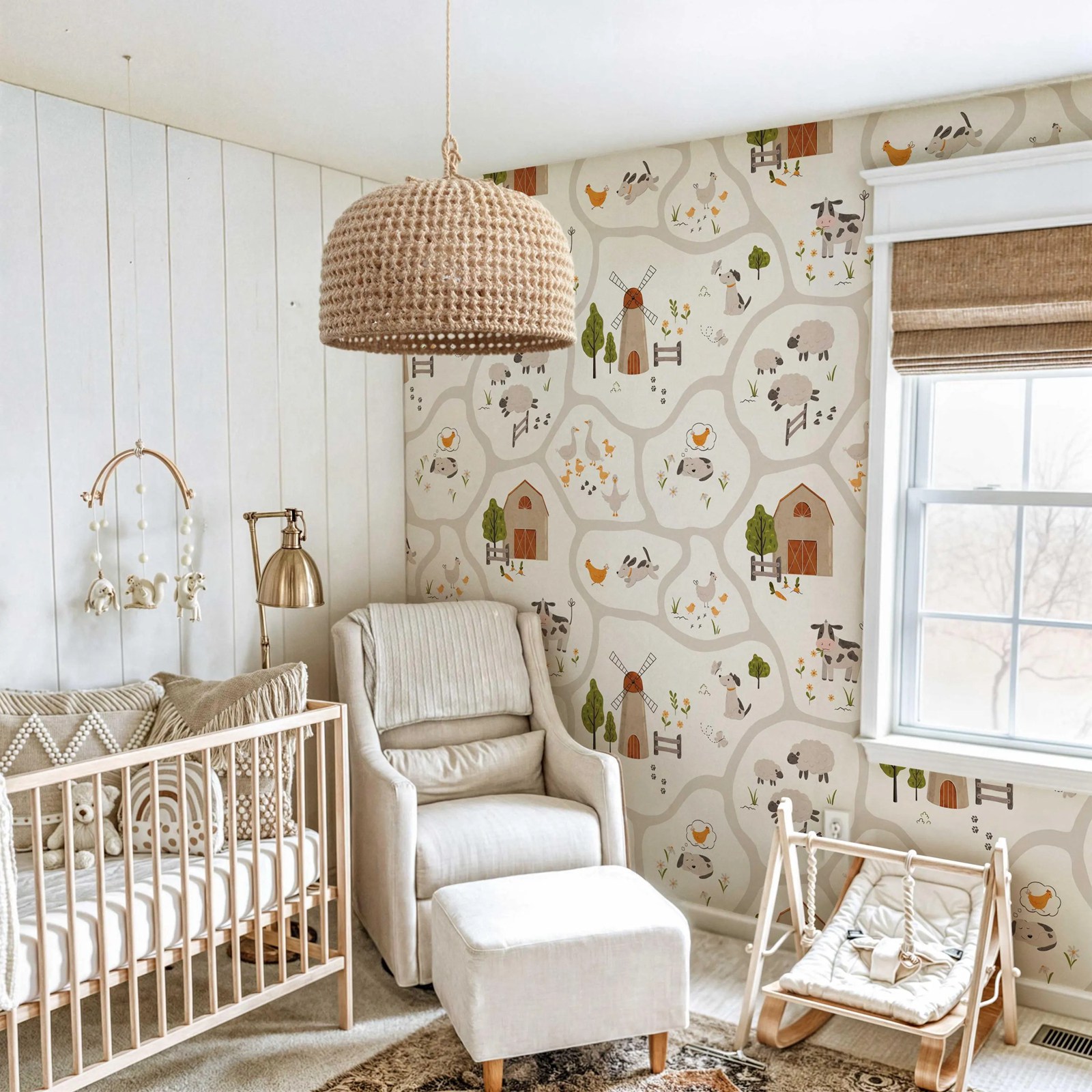 Cute Farm Animals Kids Wallpap - Baby Nursery Peel And Stick Wallpaper recensione e prezzo