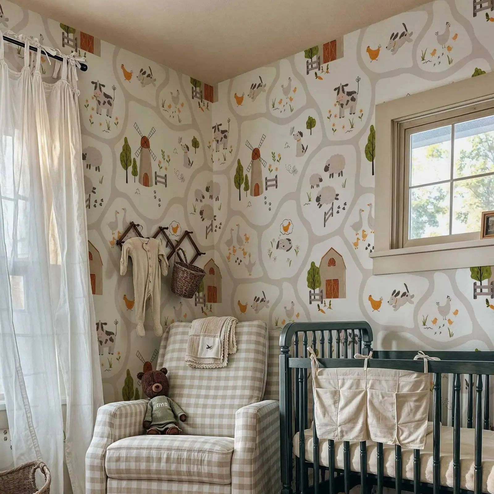 Cute Farm Animals Kids Wallpap - Baby Nursery Peel And Stick Wallpaper recensione e prezzo