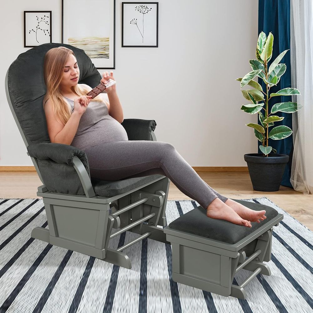 Wooden Baby Rocker with Ottoma - Baby Nursery Nurse recensione e prezzo