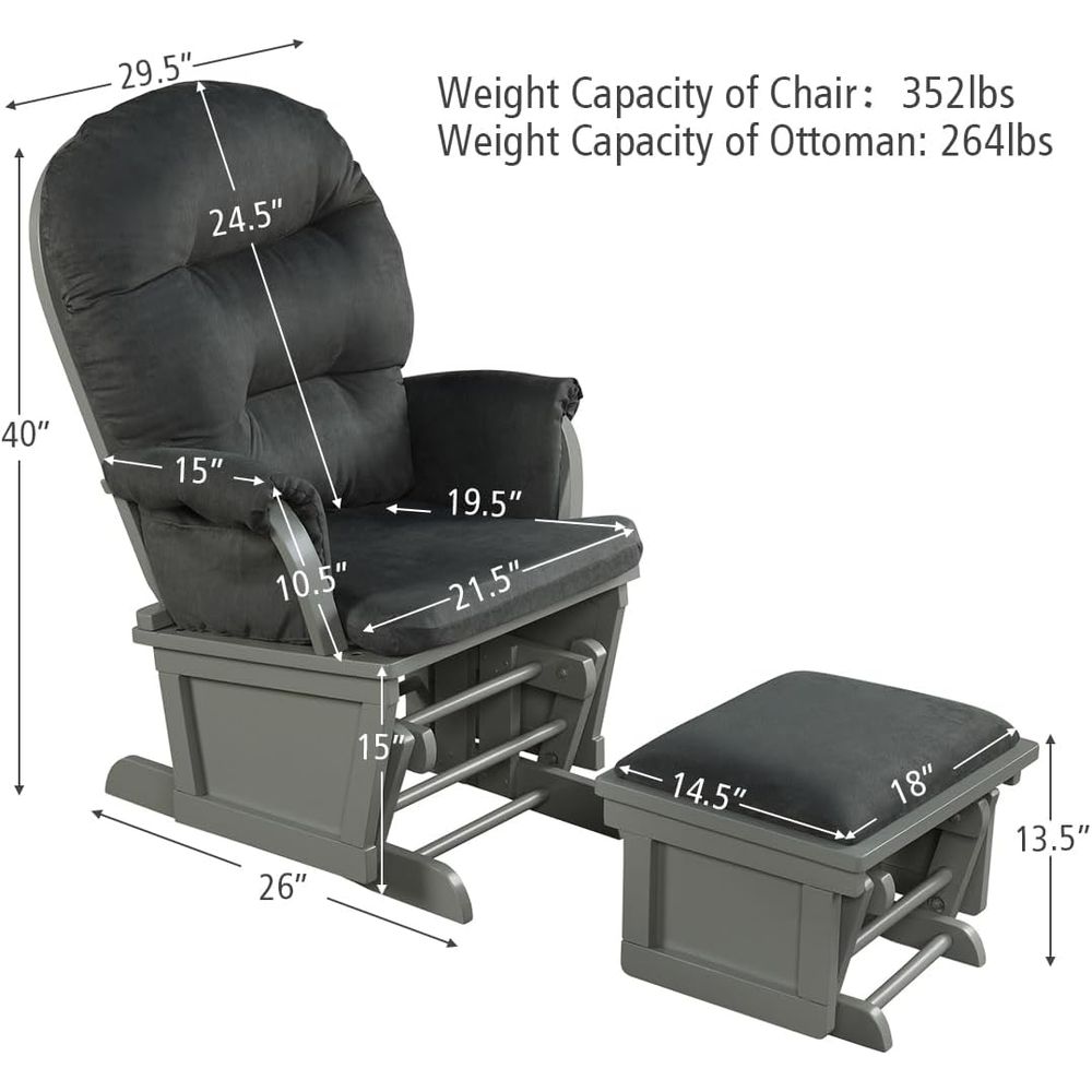 Wooden Baby Rocker with Ottoma - Baby Nursery Nurse recensione e prezzo