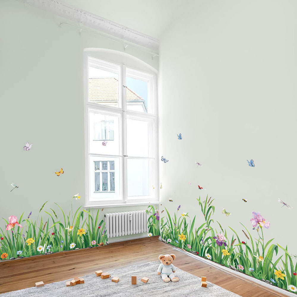 Green Grass Flowers Borader Wa - Baby Nursery Green recensione e prezzo