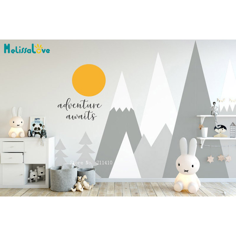 Mountains Trees Wall Decals Ba - Baby Girl Nursery Quotes recensione e prezzo