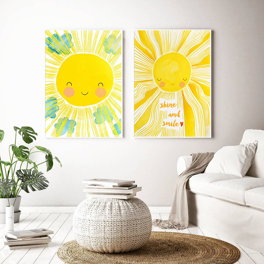 Cartoon Yellow Sun Cloud Nurse - Baby Nursery Yellow recensione e prezzo