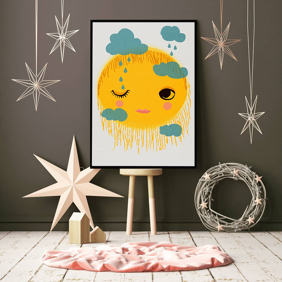 Cartoon Yellow Sun Cloud Nurse - Baby Nursery Yellow recensione e prezzo
