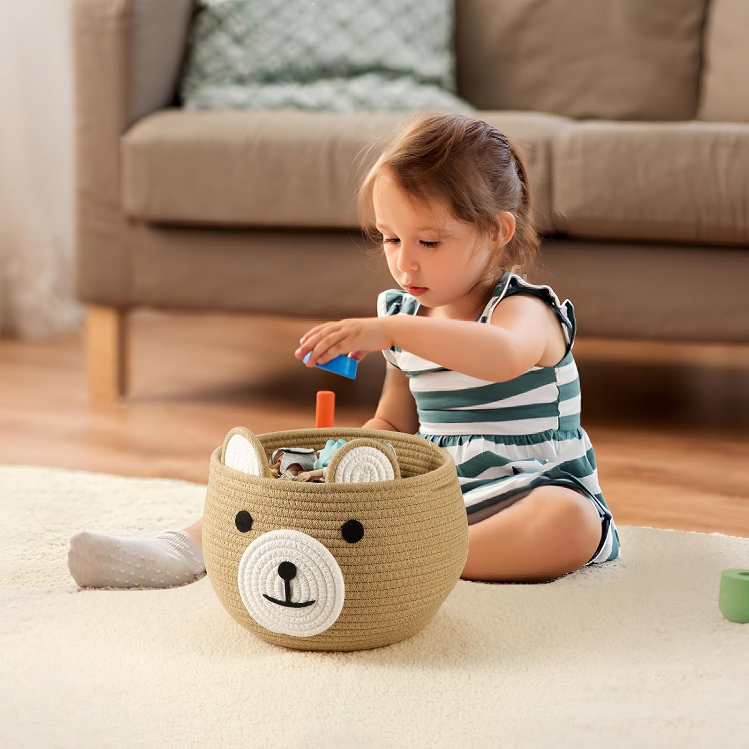 Cotton Rope Baby Basket, Cute  - Baby Nursery Images Free recensione e prezzo