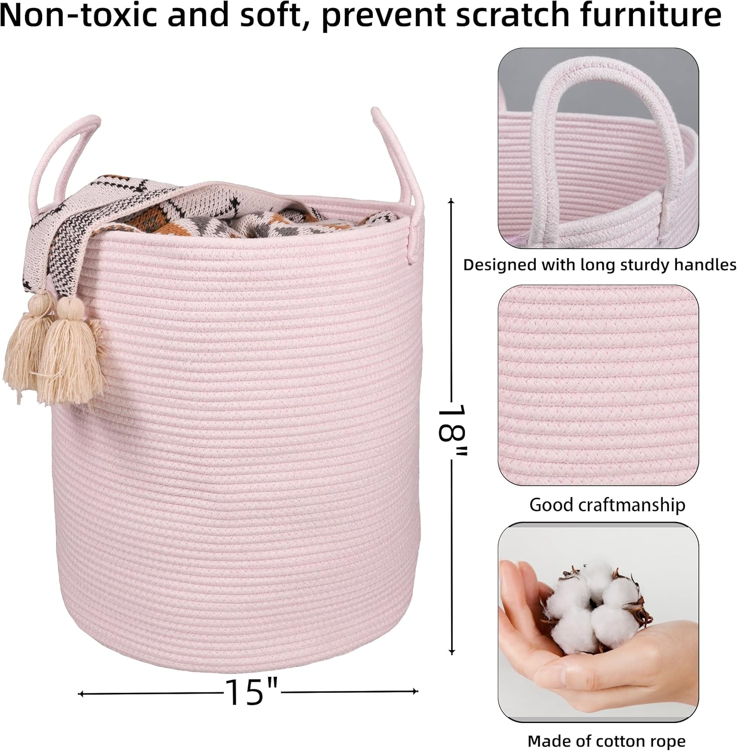Large Cotton Rope Laundry Bask - Baby Nursery Images Free recensione e prezzo