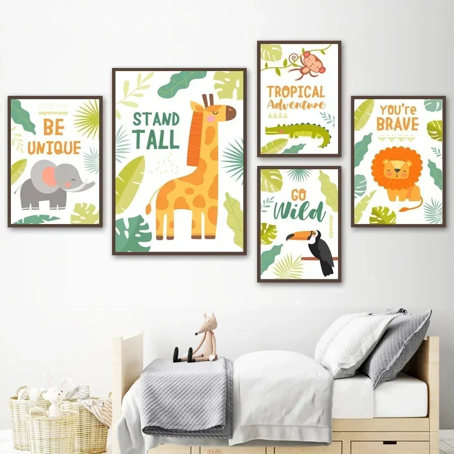Giraffe Elephant Lion Monkey C - Baby Nursery Picture Frames recensione e prezzo