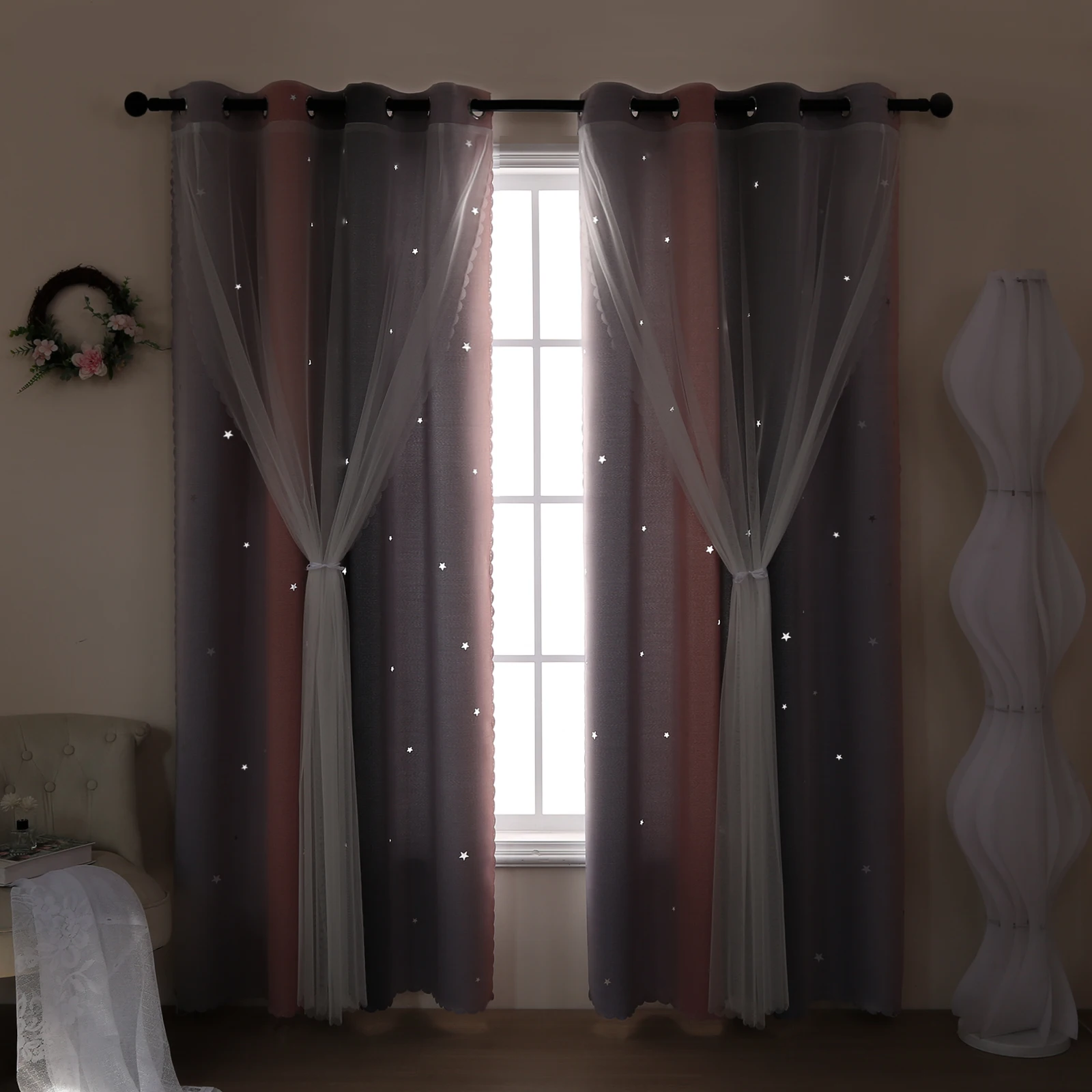 Gradient Double-Layer Perforat - Baby Nursery Curtains recensione e prezzo