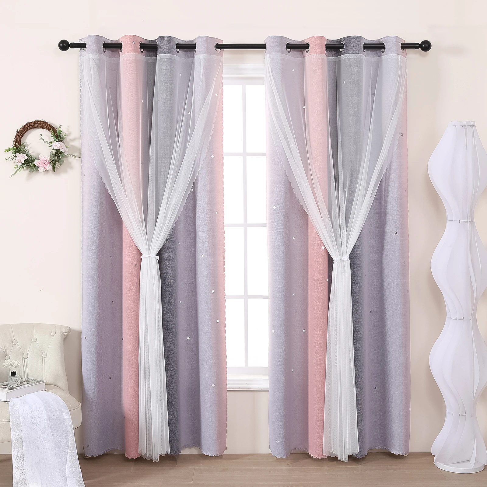 Gradient Double-Layer Perforat - Baby Nursery Curtains recensione e prezzo
