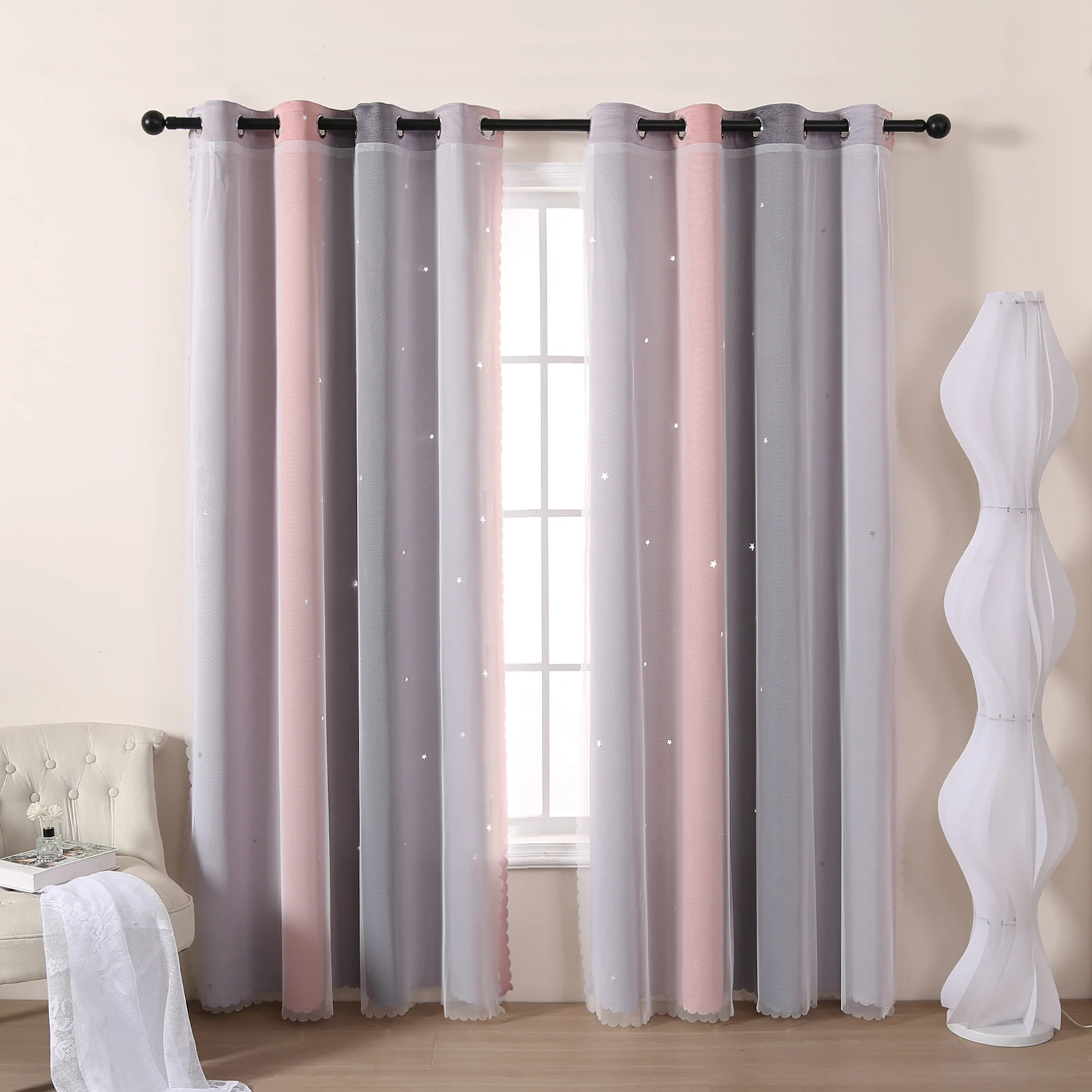 Gradient Double-Layer Perforat - Baby Nursery Curtains recensione e prezzo