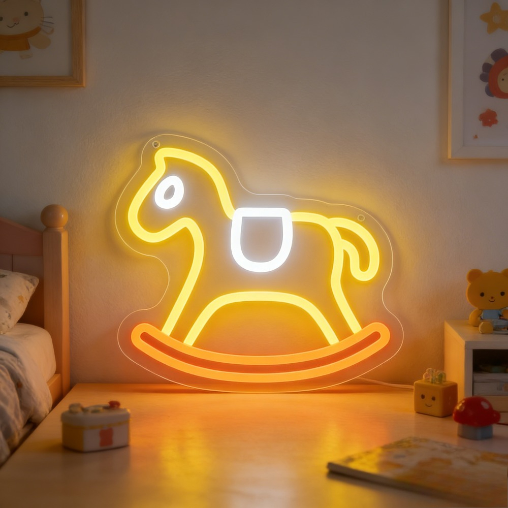 Neon Sign Rocking Horse LED Ni - Baby Nursery Yellow recensione e prezzo
