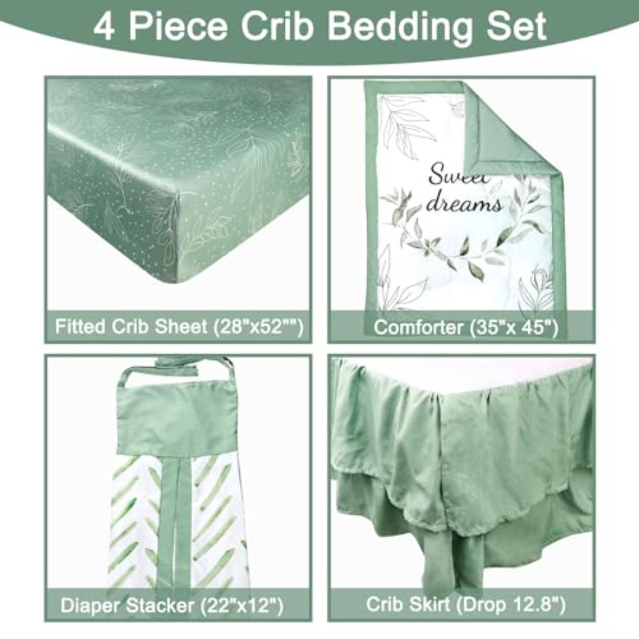 Green Crib Bedding Set 4-Piece - Baby Nursery Bedding recensione e prezzo