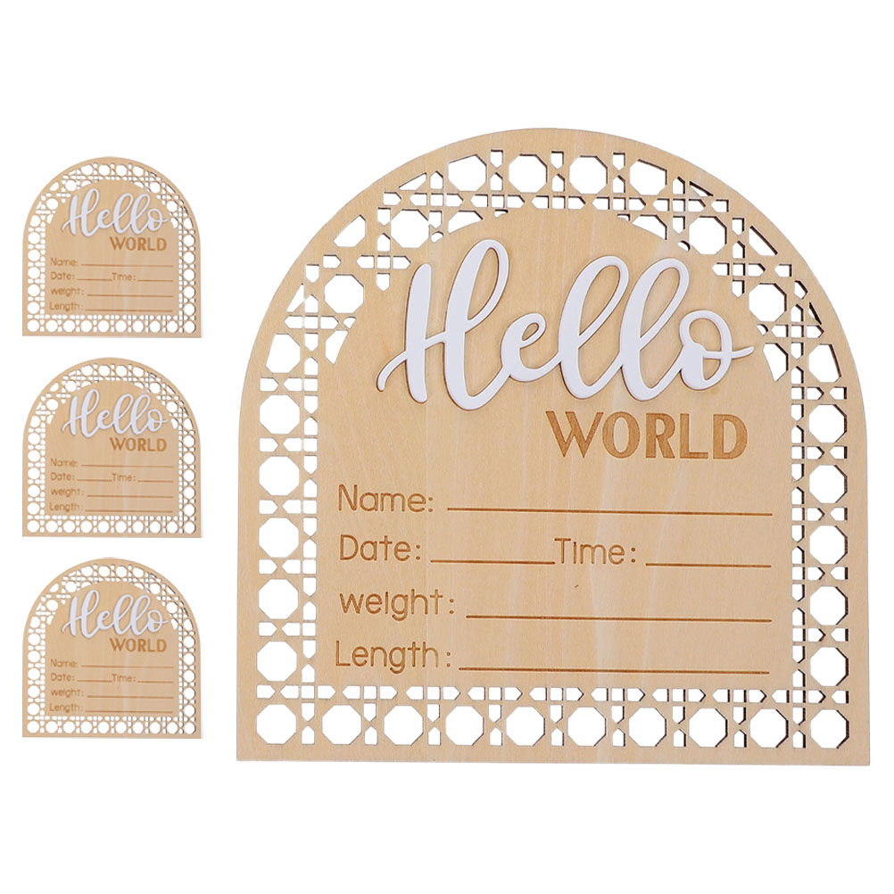 4Pcs Natural Wood Baby Announc - Baby Nursery Sign recensione e prezzo