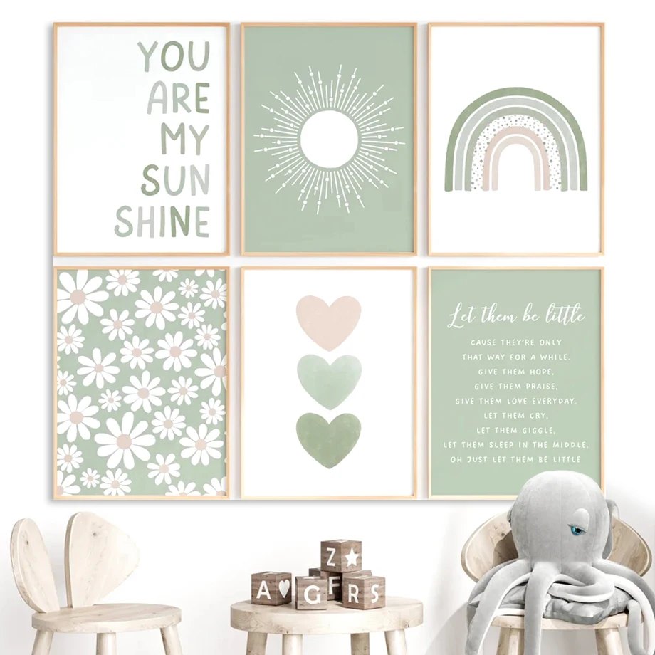 Wall Art Canvas Painting Nordi - Baby Nursery Green recensione e prezzo