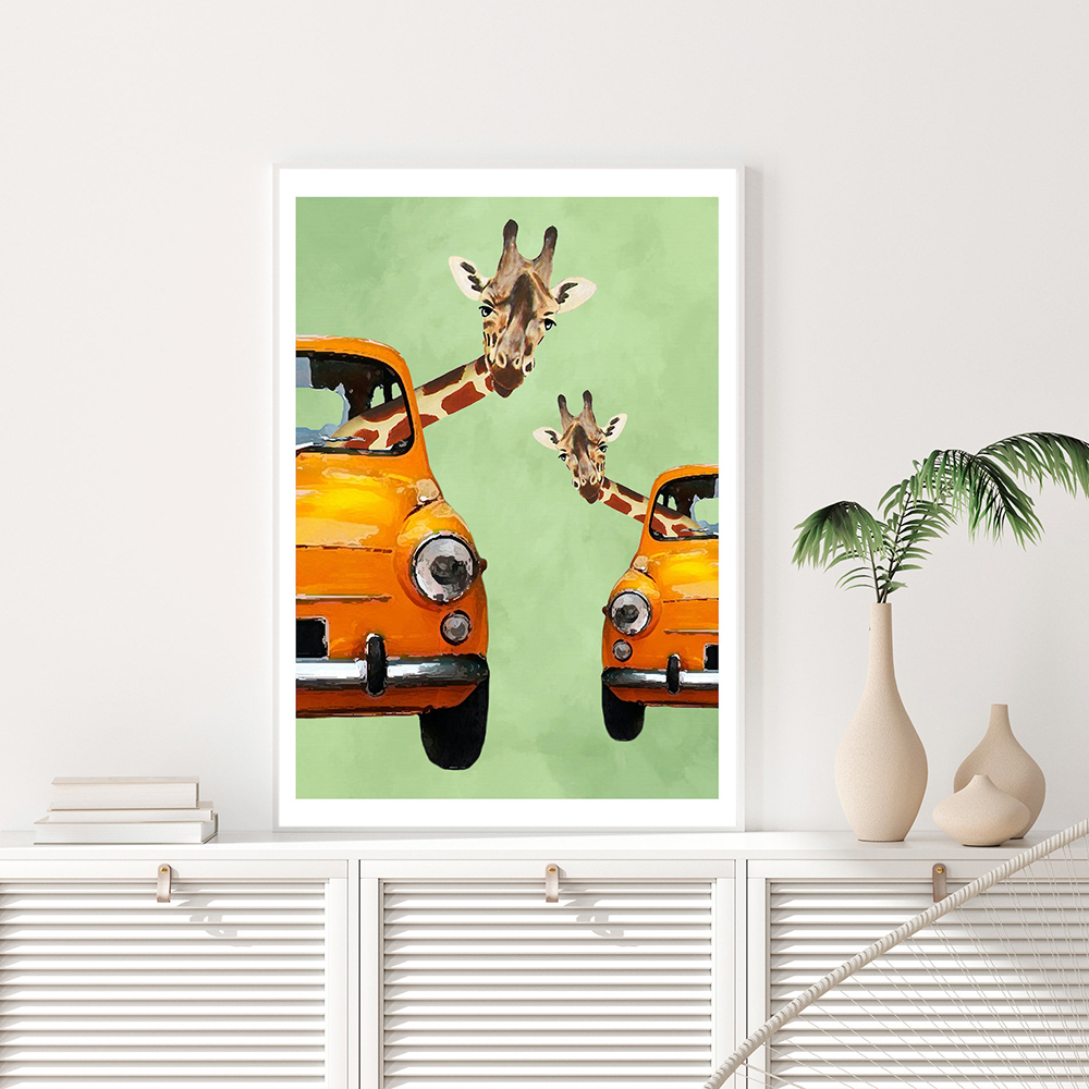Giraffes In Yellow Cars Cartoo - Baby Nursery Yellow recensione e prezzo