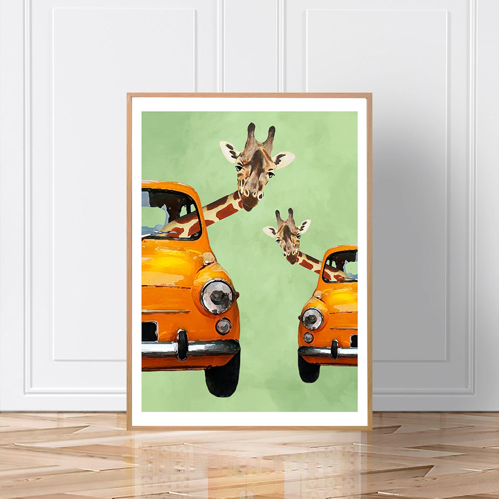 Giraffes In Yellow Cars Cartoo - Baby Nursery Yellow recensione e prezzo