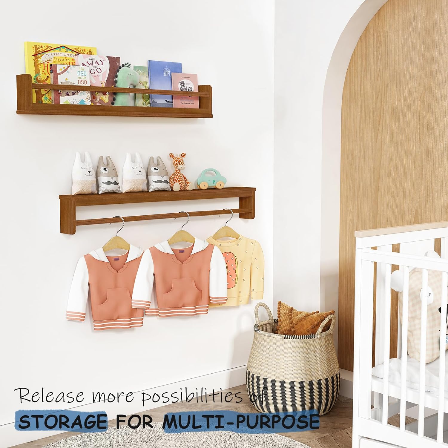 Dark Wood Wall Bookshelf For K - Baby Nursery Shelves recensione e prezzo