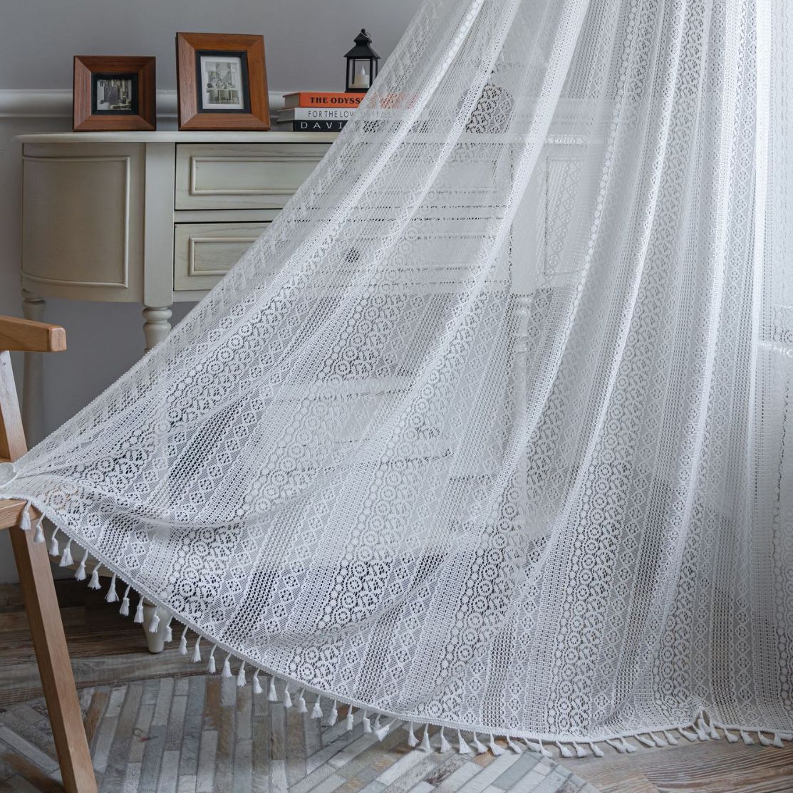 White Tulle Lace Tassels Curta - Baby Nursery Curtains recensione e prezzo