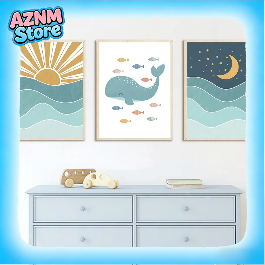 Fish Whale Seagull Sunrise Sun - Baby Girl Nursery Quotes recensione e prezzo