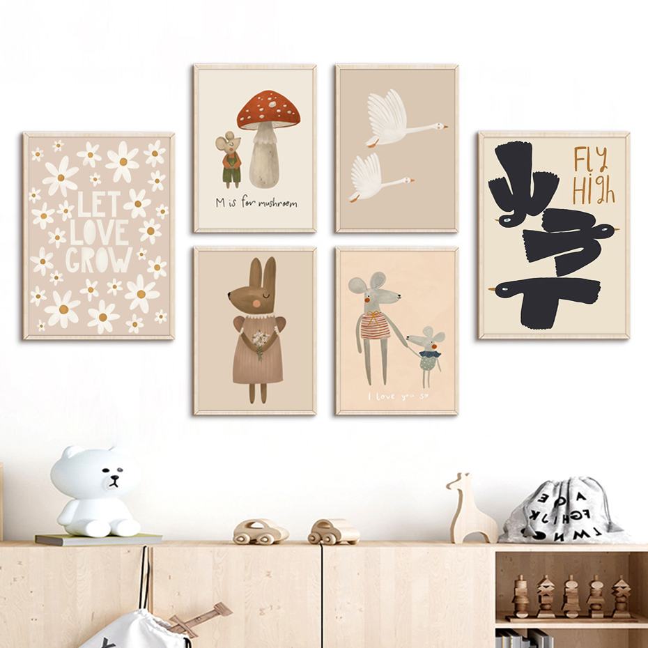 Boho Cartoon Rabbit Mouse Goos - Baby Nursery Picture Frames recensione e prezzo