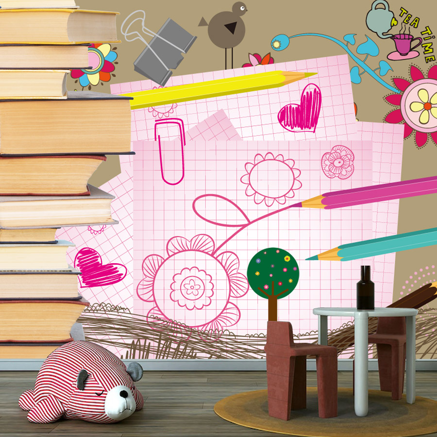 Cartoon Books Drawing Easy to  - Baby Nursery Peel And Stick Wallpaper recensione e prezzo