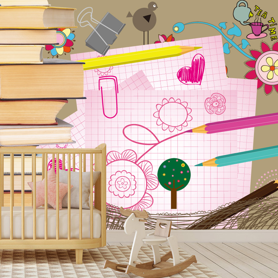 Cartoon Books Drawing Easy to  - Baby Nursery Peel And Stick Wallpaper recensione e prezzo