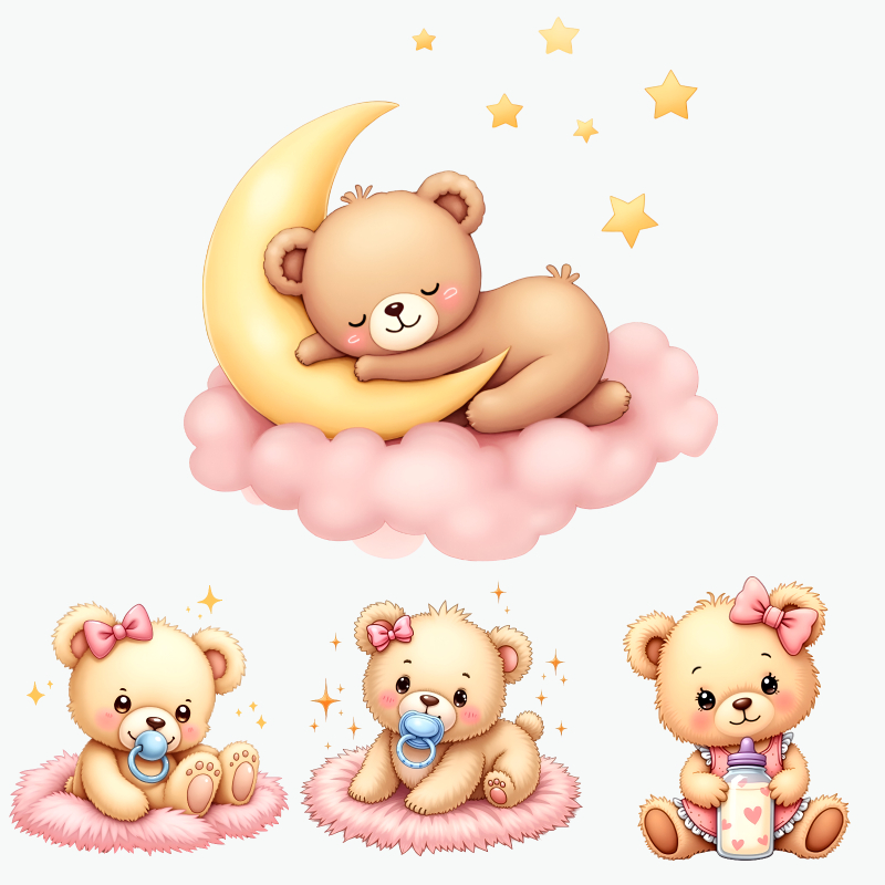 Cute Baby Bear Stickers Set So - Baby Nursery Yellow recensione e prezzo
