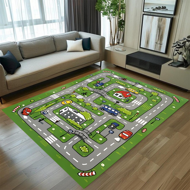 Cute Car Track Play Rug Green  - Baby Nursery Green recensione e prezzo