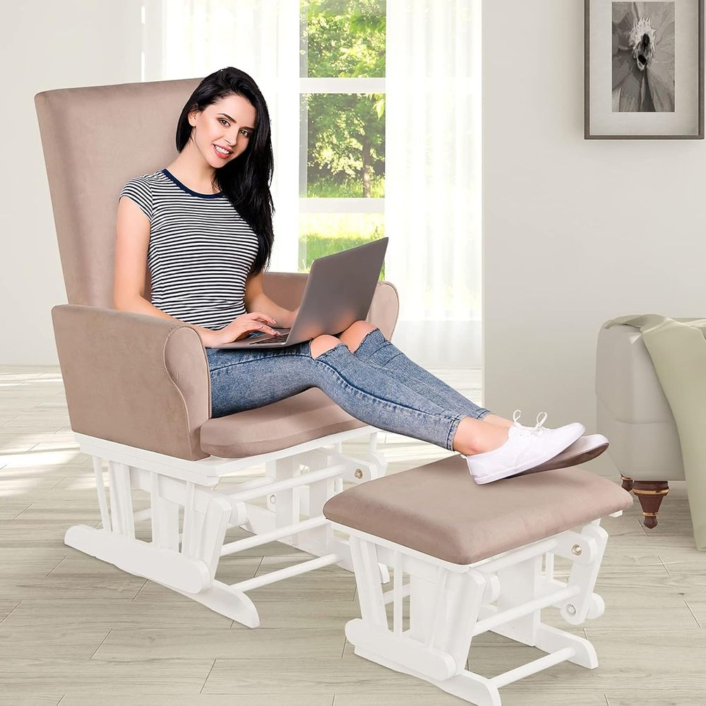 Wooden Glider and Ottoman Set, - Baby Nursery Glider Chair recensione e prezzo