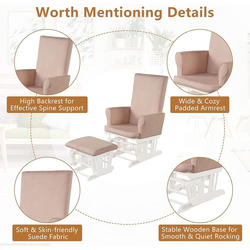 Wooden Glider and Ottoman Set, - Baby Nursery Glider Chair recensione e prezzo