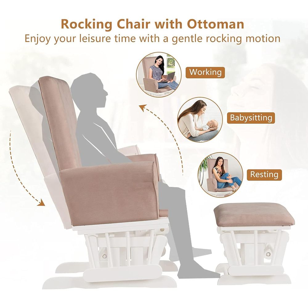 Wooden Glider and Ottoman Set, - Baby Nursery Glider Chair recensione e prezzo