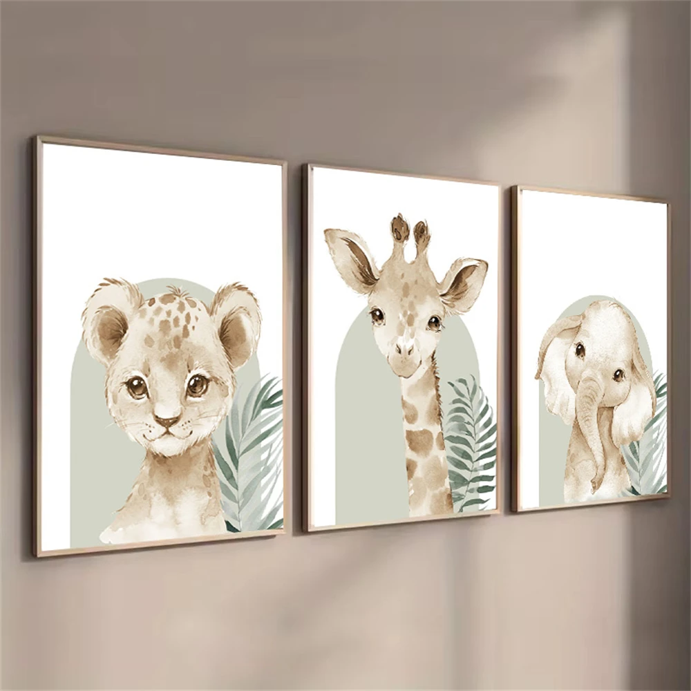 Cute Animal Canvas Print Lion  - Baby Nursery Green recensione e prezzo