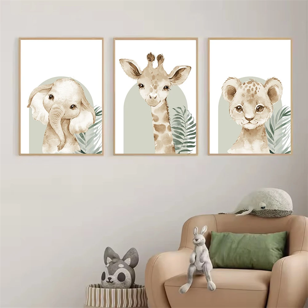 Cute Animal Canvas Print Lion  - Baby Nursery Green recensione e prezzo