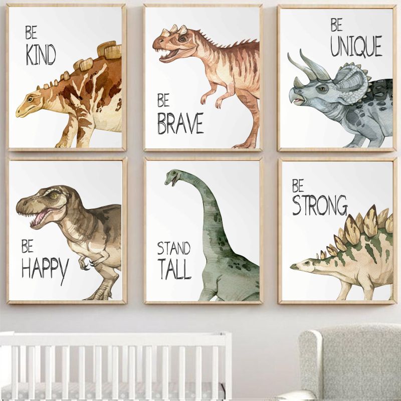 Watercolor Dinosaur Poster Nur - Baby Nursery Pictures recensione e prezzo