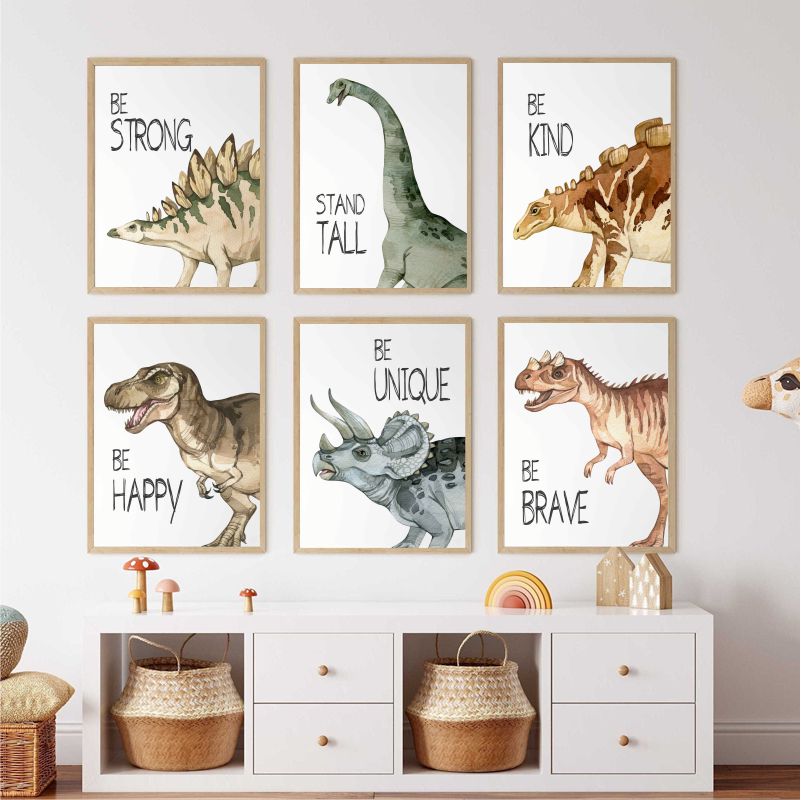 Watercolor Dinosaur Poster Nur - Baby Nursery Pictures recensione e prezzo
