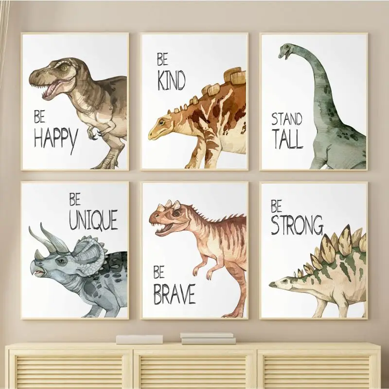 Watercolor Dinosaur Poster Nur - Baby Nursery Pictures recensione e prezzo