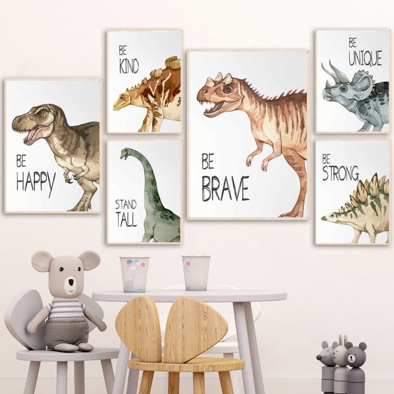 Watercolor Dinosaur Poster Nur - Baby Nursery Pictures recensione e prezzo
