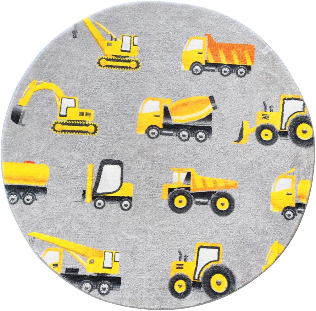 Gray Construction Vehicle Roun - Baby Nursery Yellow recensione e prezzo