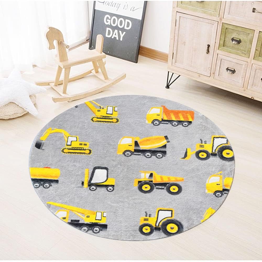 Gray Construction Vehicle Roun - Baby Nursery Yellow recensione e prezzo