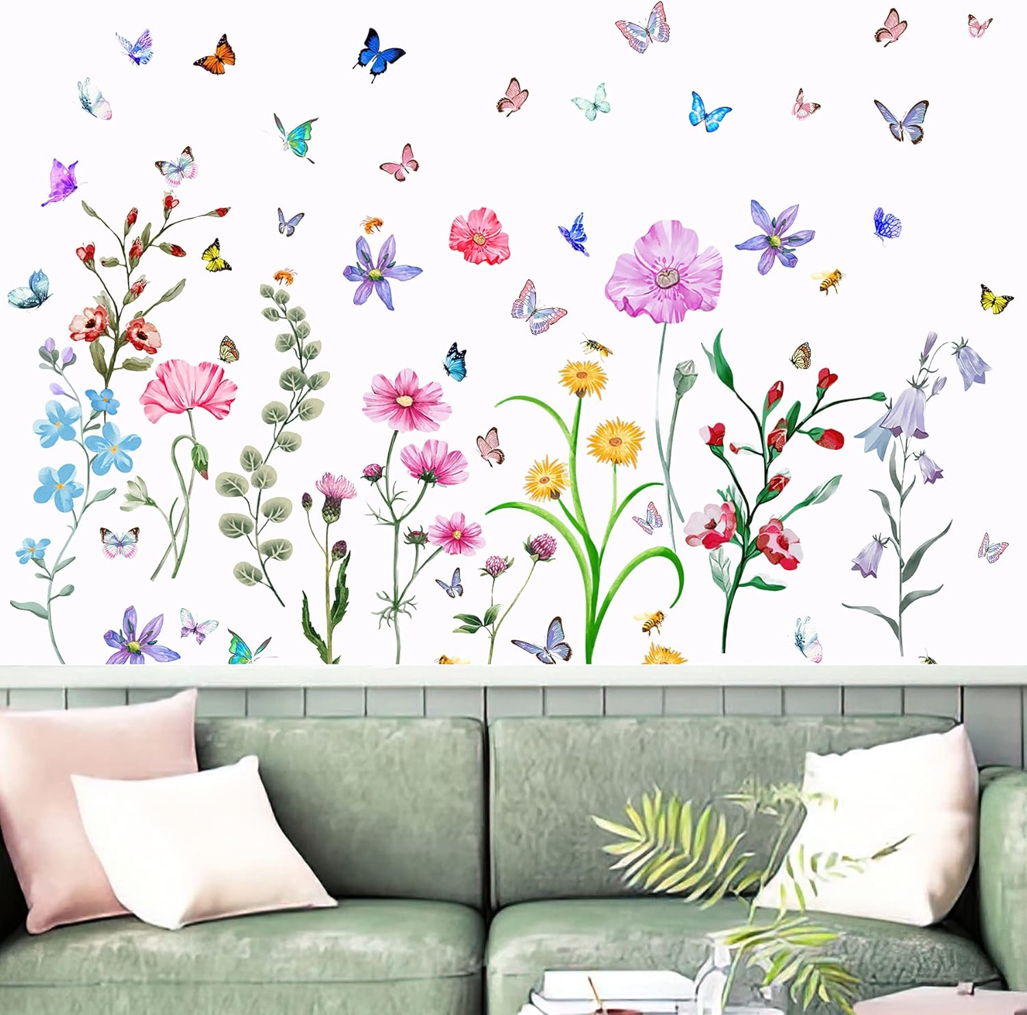 58 Pcs Colorful Flower Wall St - Baby Nursery Peel And Stick Wallpaper recensione e prezzo