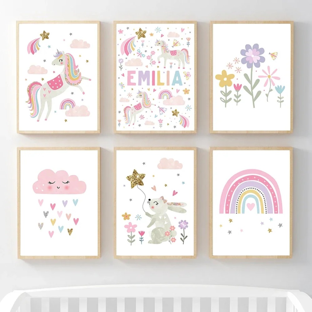 Pink Unicorn Rabbit Rainbow Cl - Baby Nursery Pictures recensione e prezzo