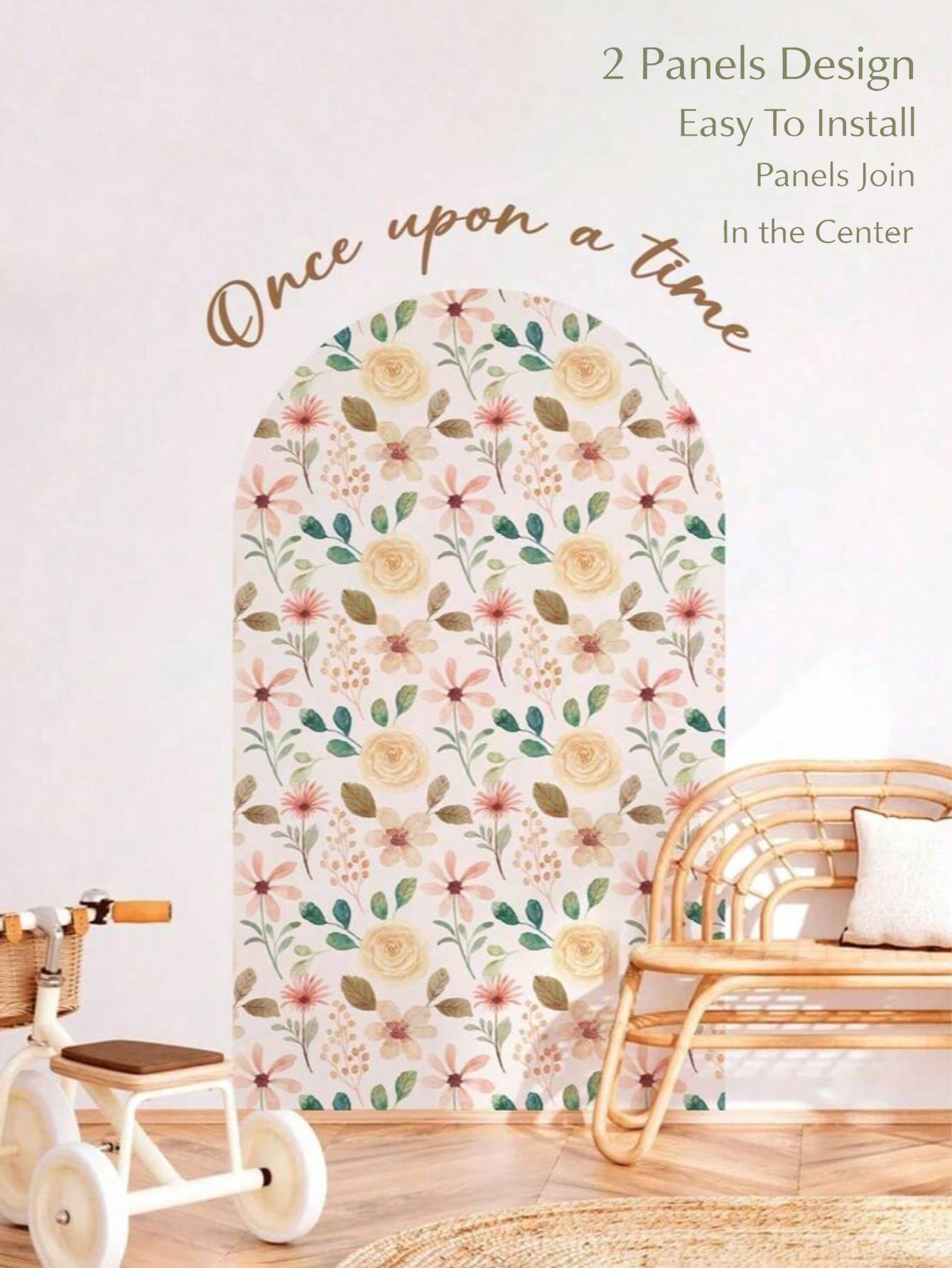Boho Flowers Arch Wallpaper Nu - Baby Nursery Peel And Stick Wallpaper recensione e prezzo