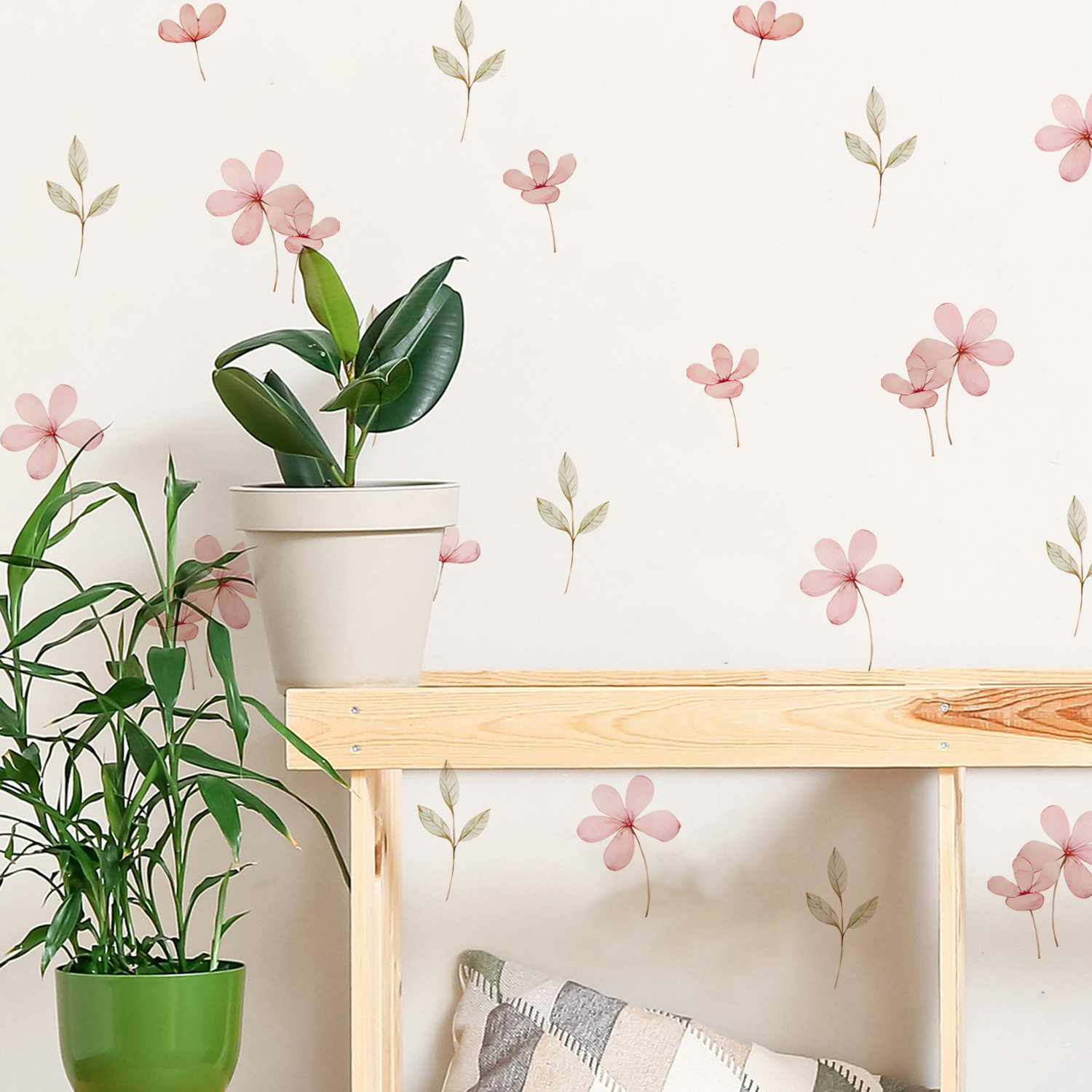 Pink Flowers and Green Leaves  - Baby Nursery Green recensione e prezzo