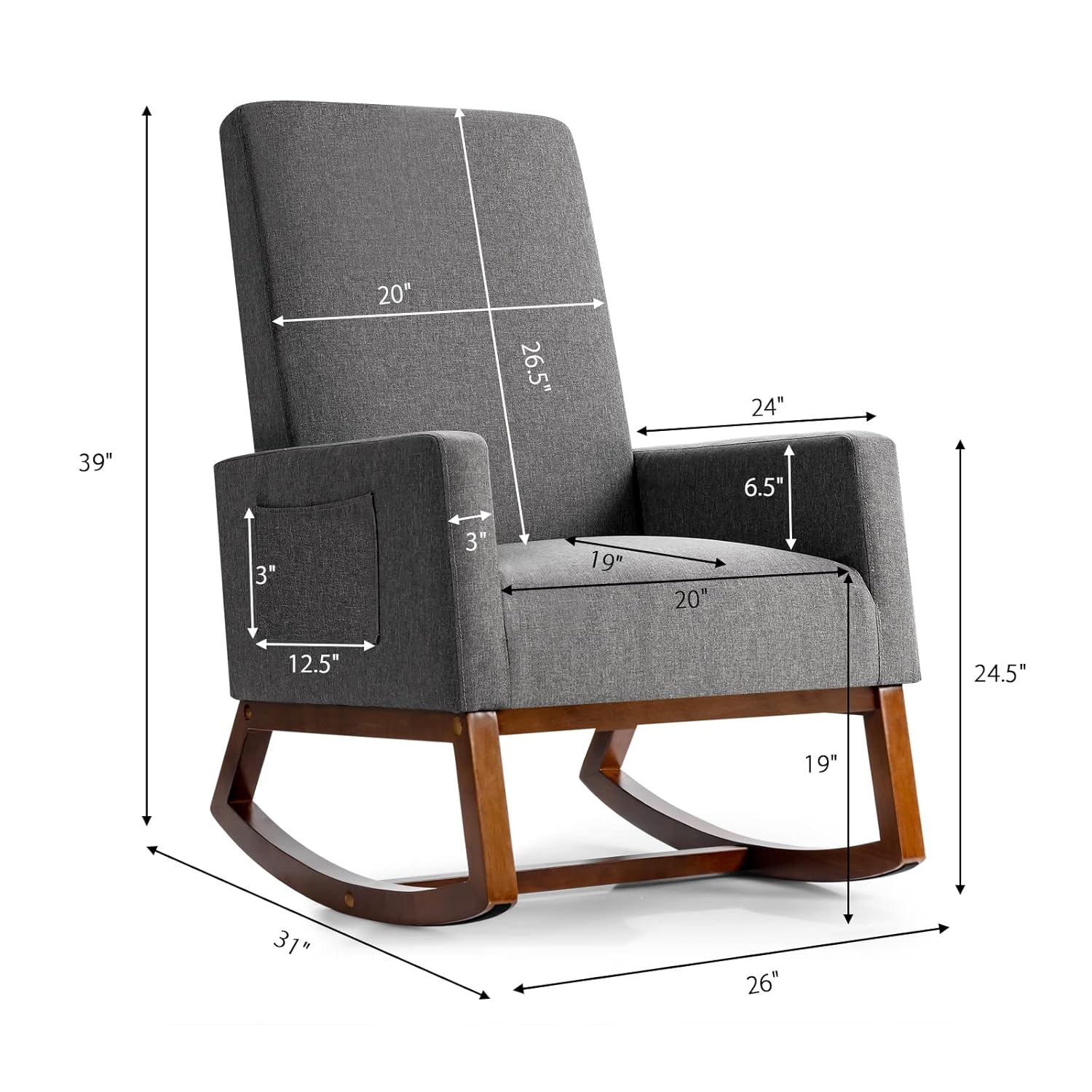 Upholstered Rocking Chair w/Wo - Rocking Chair Nursery recensione e prezzo