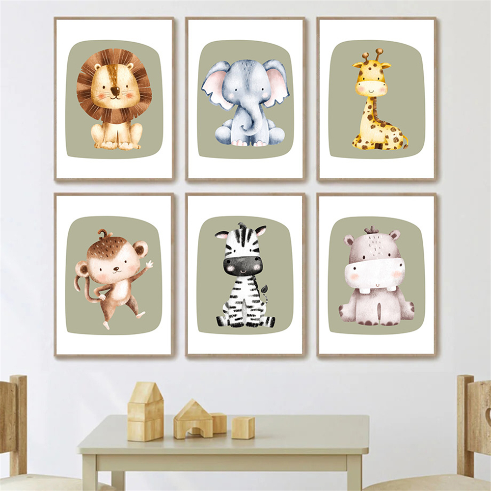 Cute Monkey Zebra Giraffe Lion - Baby Nursery Green recensione e prezzo
