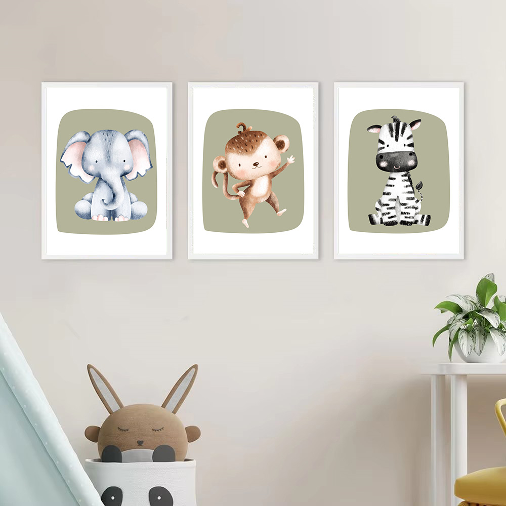 Cute Monkey Zebra Giraffe Lion - Baby Nursery Green recensione e prezzo